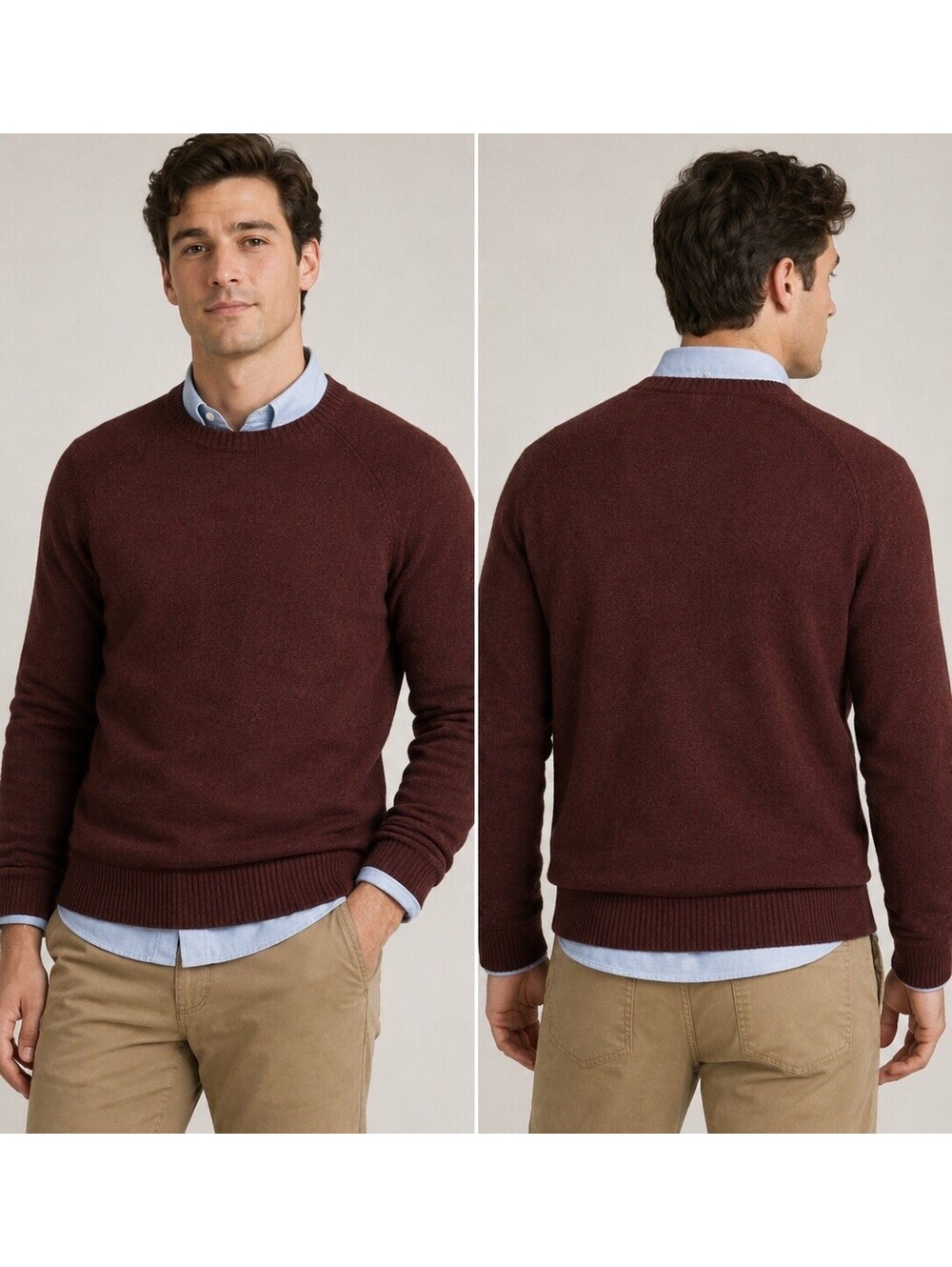 J.Crew Men’s Lambswool Crewneck Sweater Medium Chocolate Brown  Wool Preppy